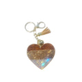 Tri- Color Tan and White Bling Heart Keychain