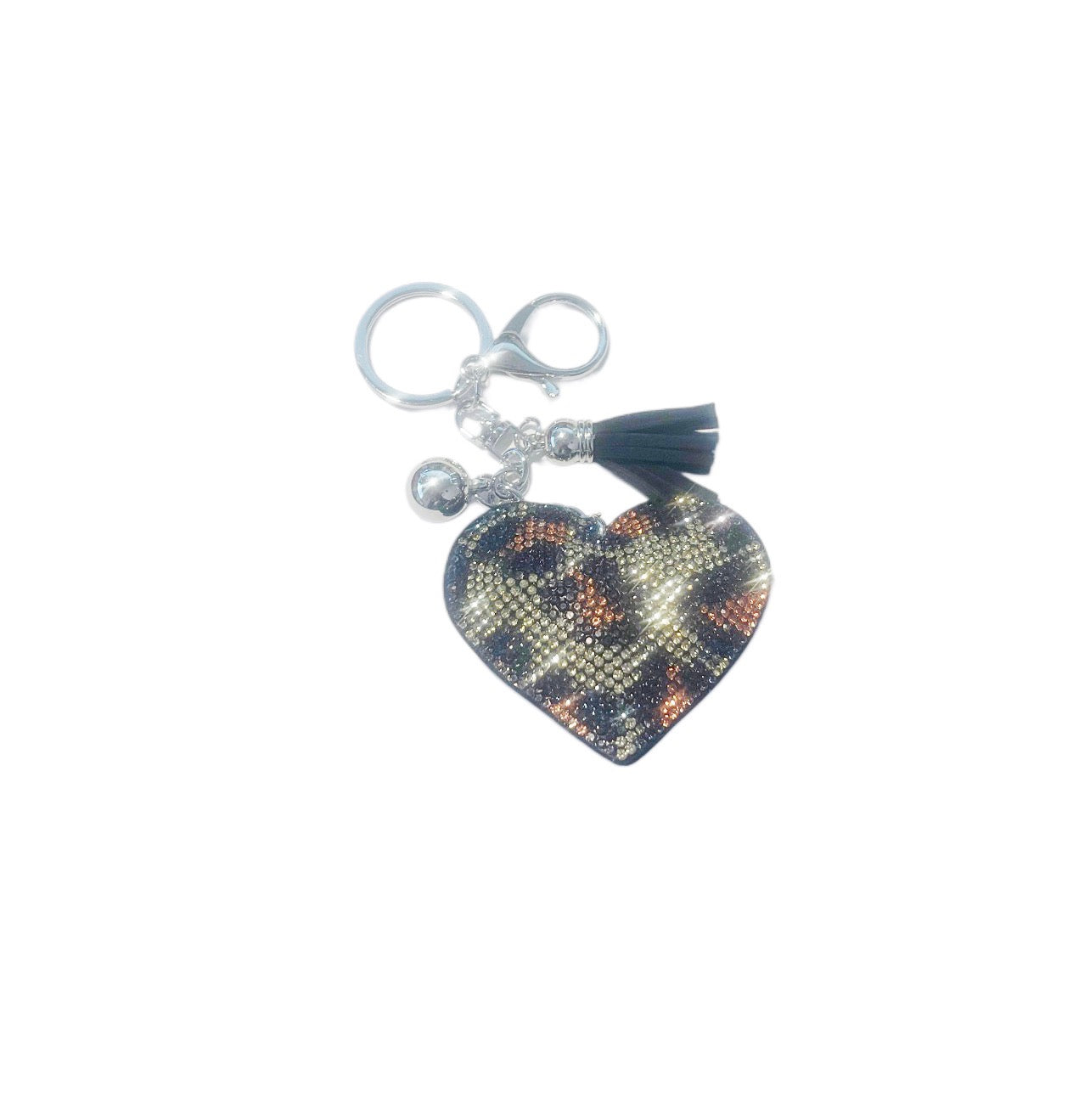 Cheetah Bling Heart Keychain