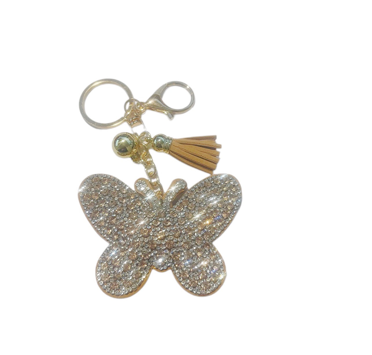 White Rhinestone Butterfly Keychain