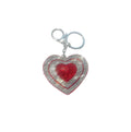 Red and White Bling Heart Keychain