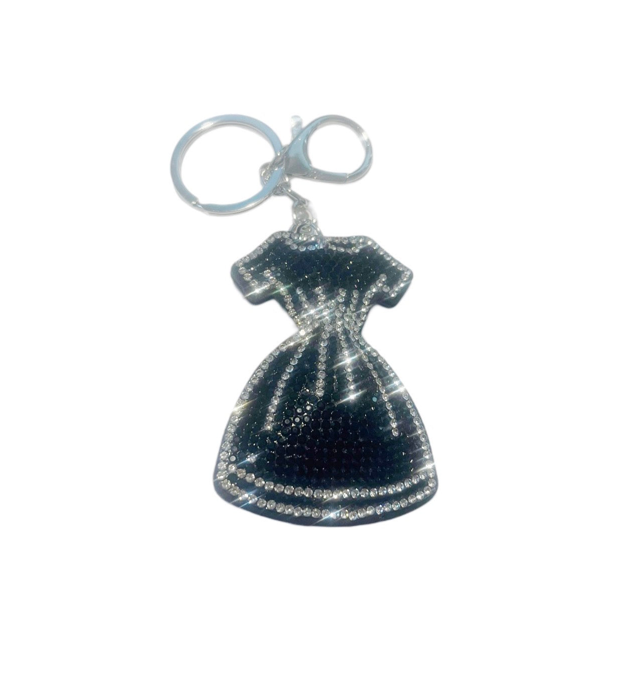 Black Rhinestone Dress Keychain