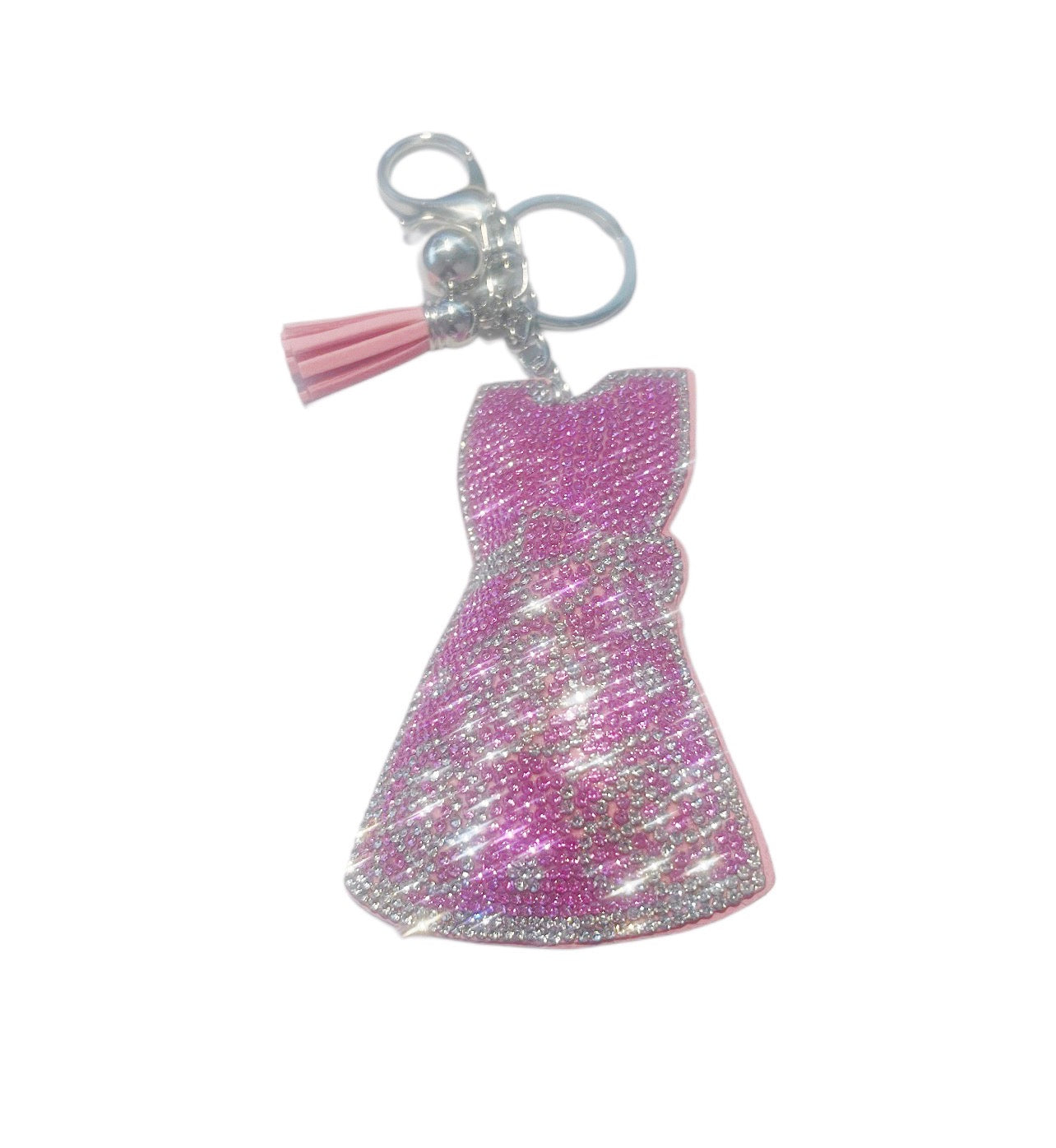 Pink Rhinestone Dress Keychain