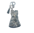 White Rhinestone Dress Keychain