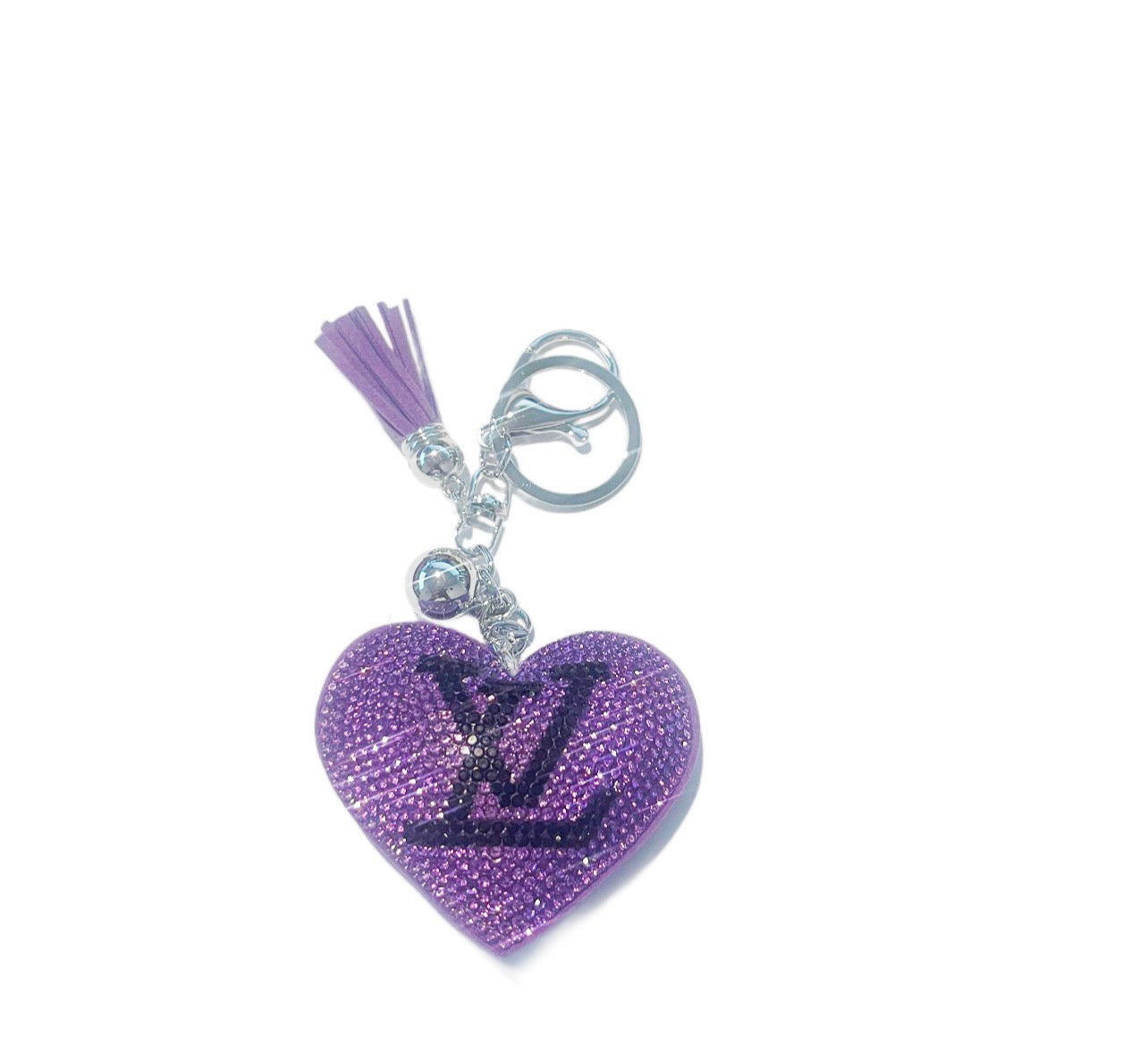 Purple LV Inspired Bling Keychain