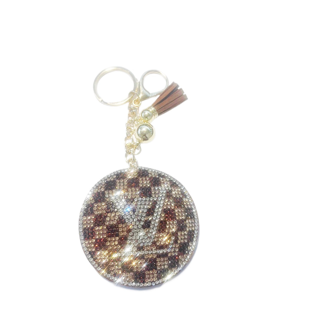 Brown LV inspired Bling Keychain
