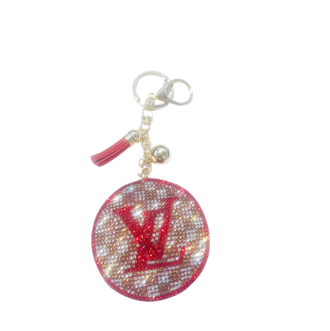 Red LV Inspired Bling Keychain