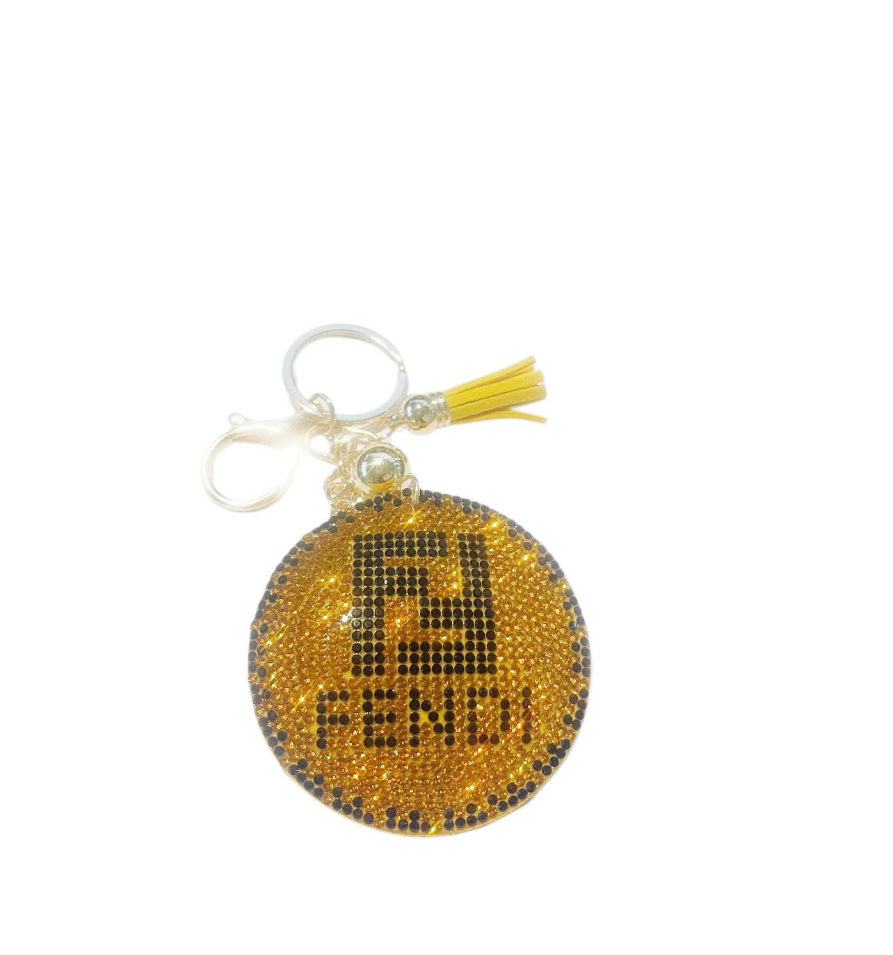 Yellow Fendi Inspired Bling Keychain