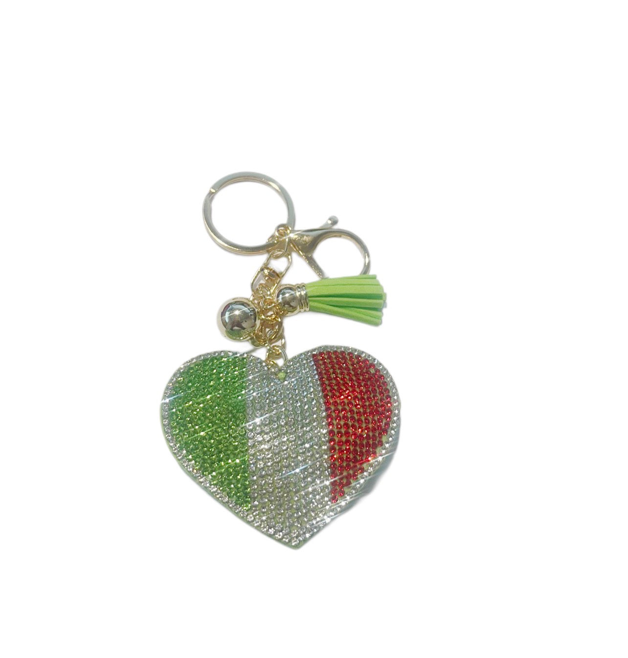 Tri-Color Bling Heart Keychain