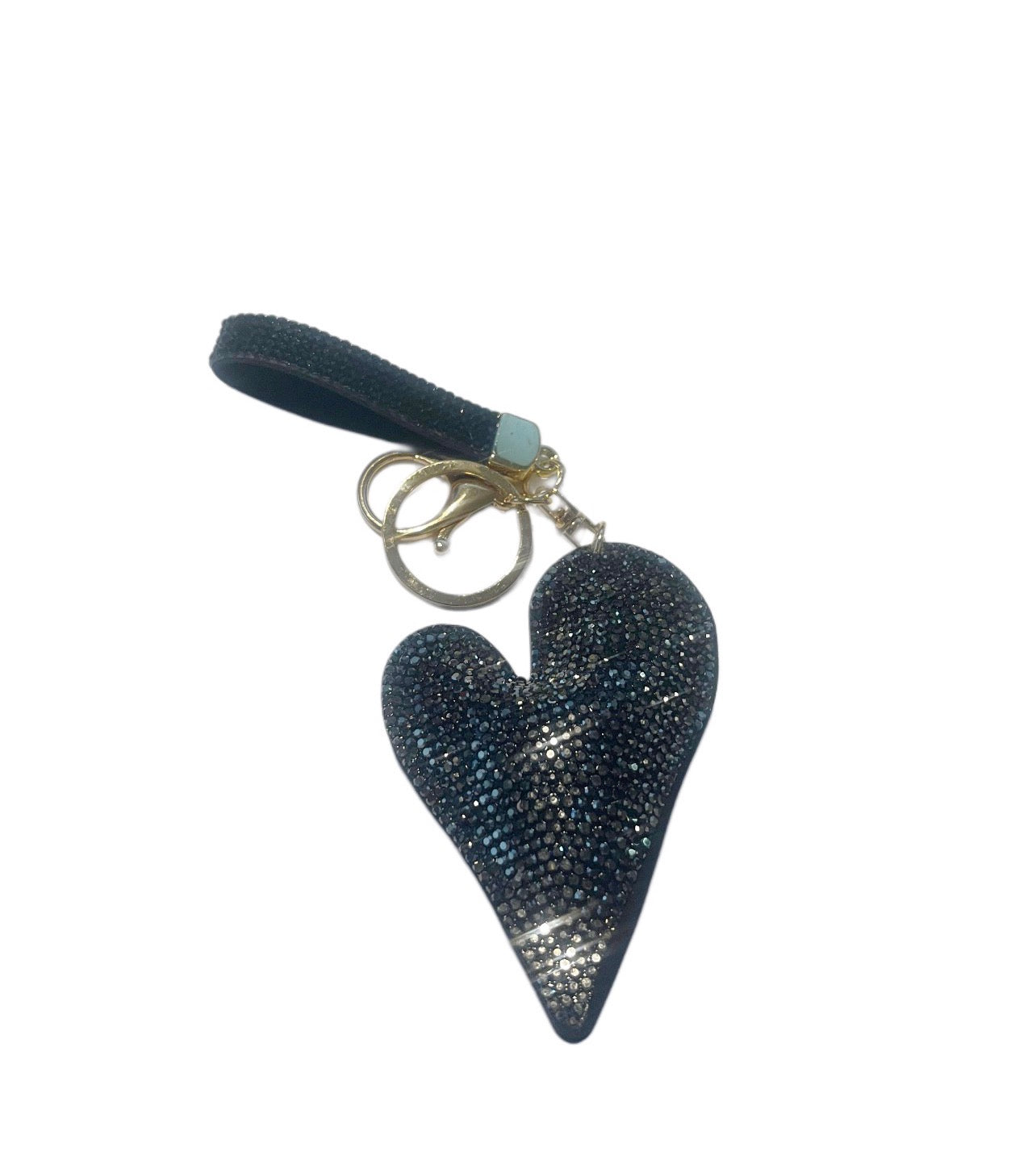 Black Bling Heart Keychain