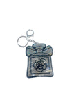 White Rhinestone Bling Perfume Bottle Keychain