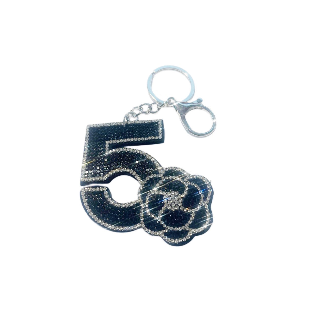 Black Bling Flower Keychain