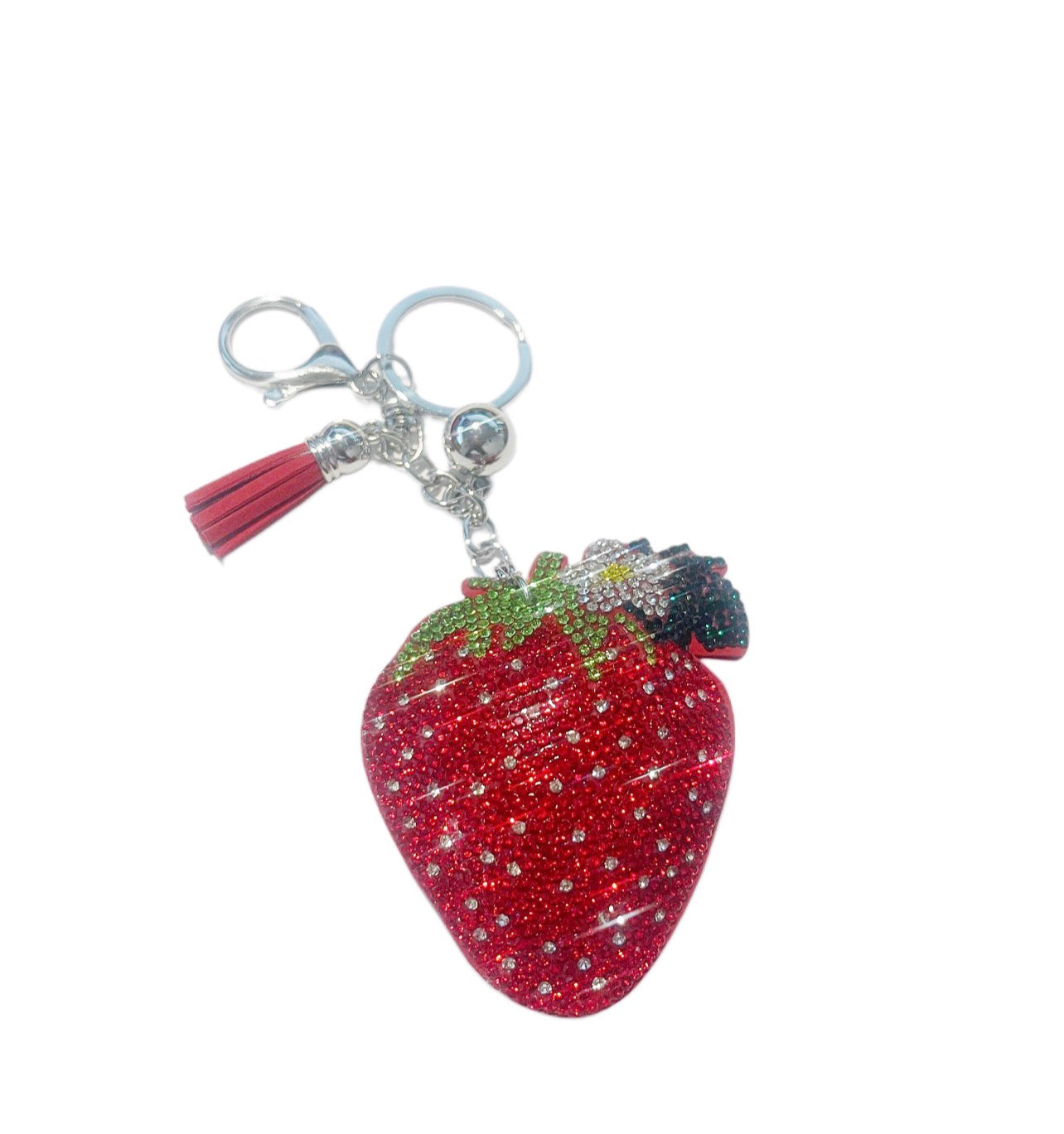 Red Strawberry Bling Keychain