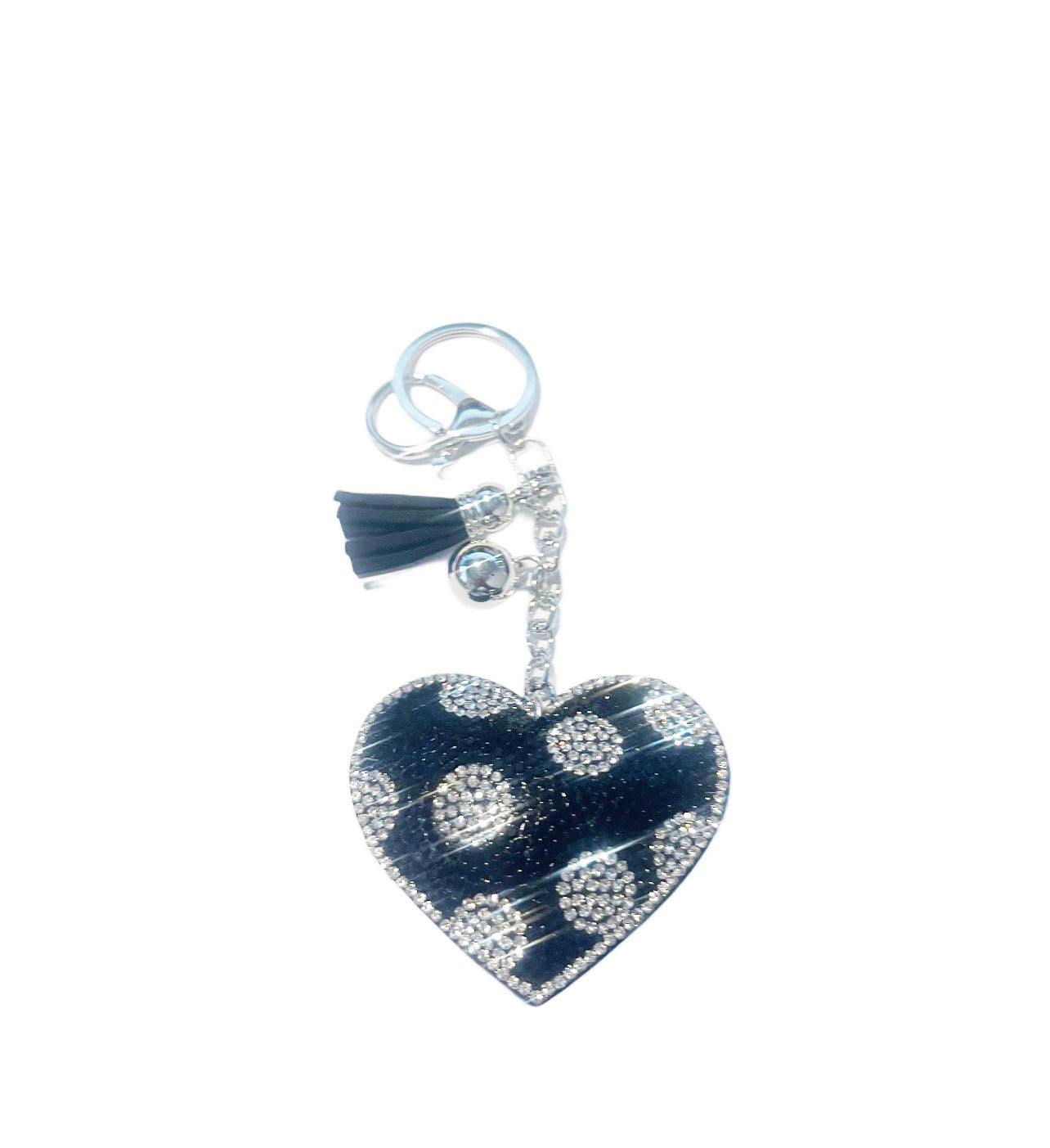 Black Polka Dot Bling Heart