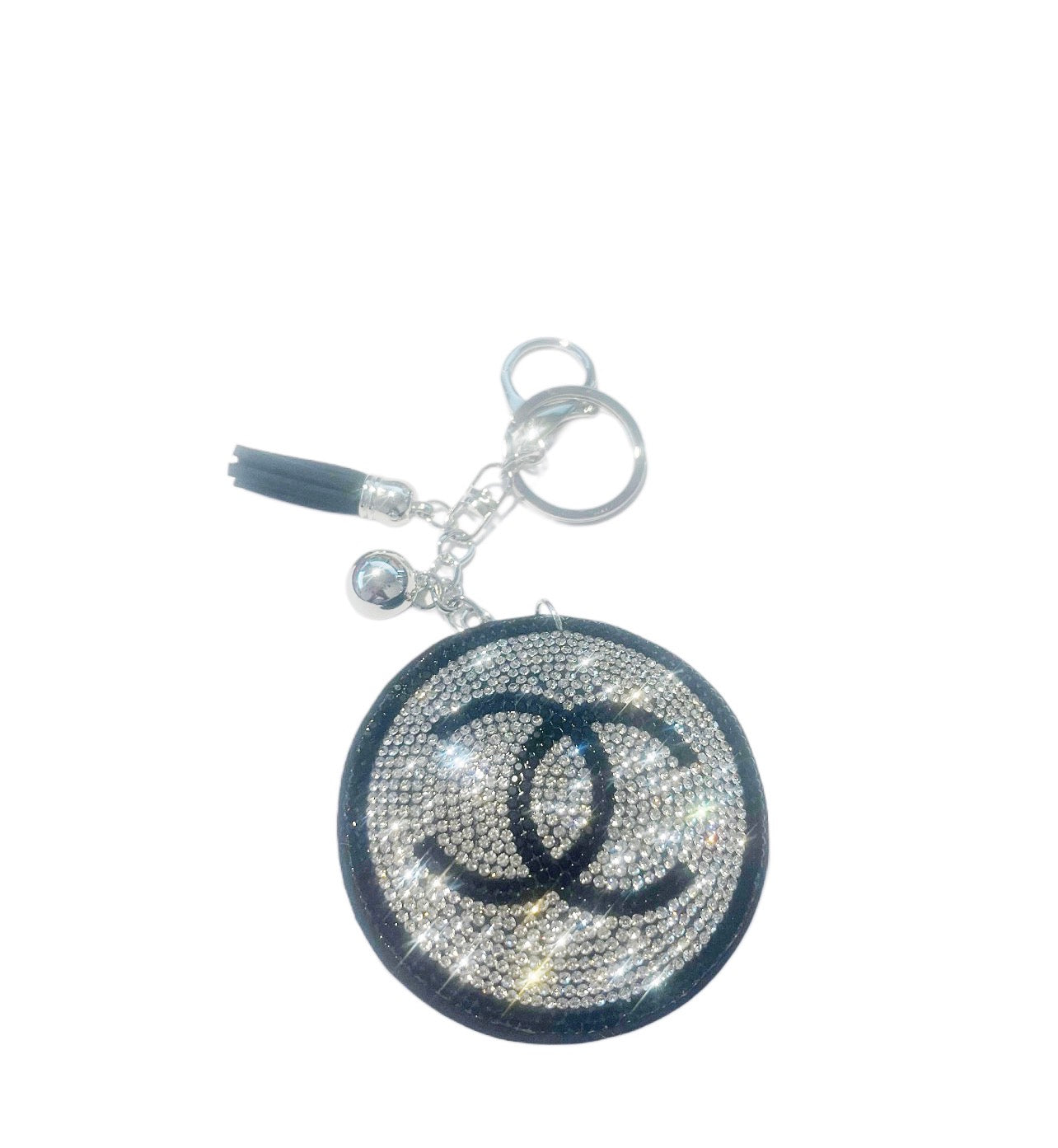 Chanel inspired Black Bling Keychain