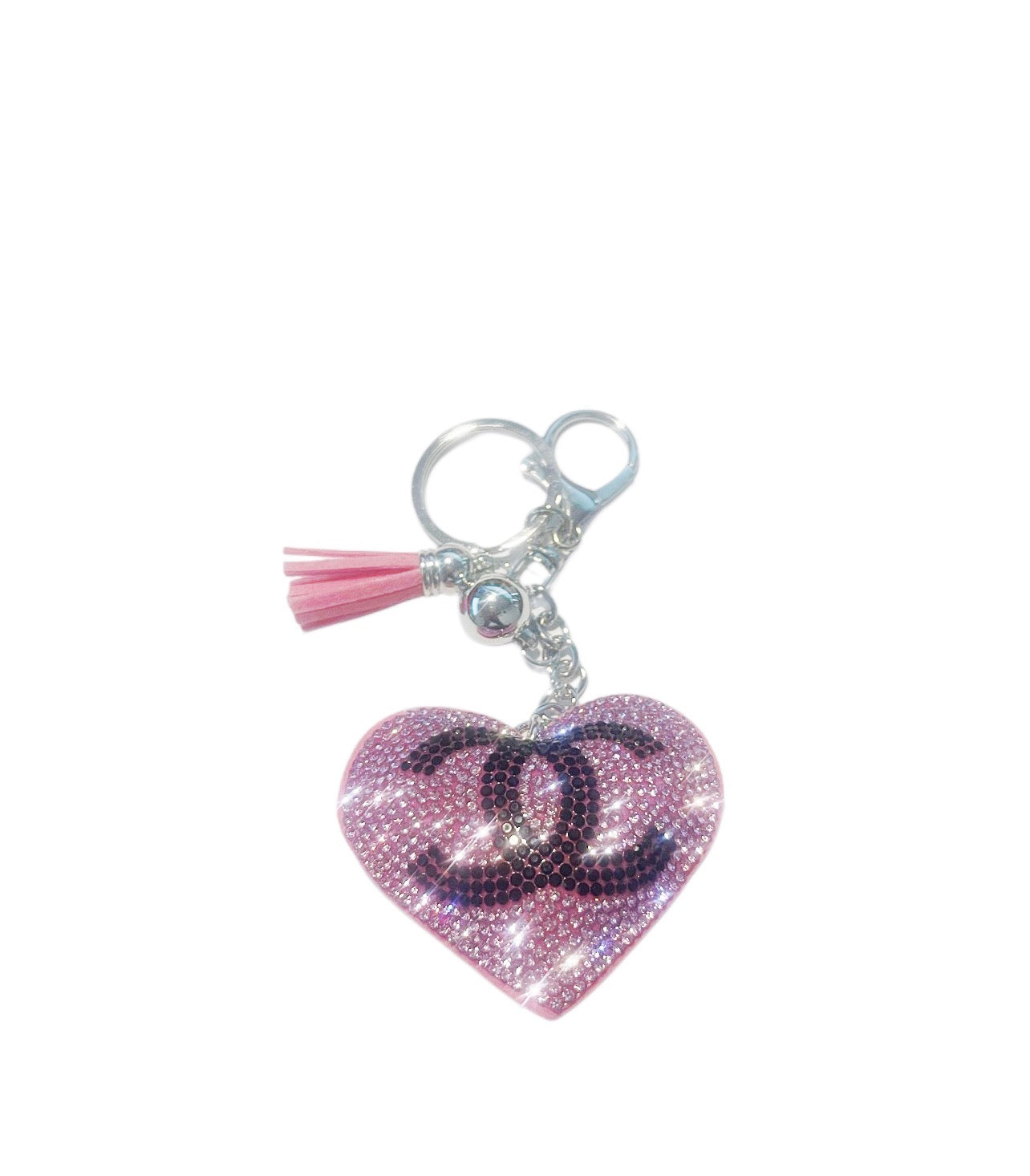 Chanel Inspired Pink Bling Keychain