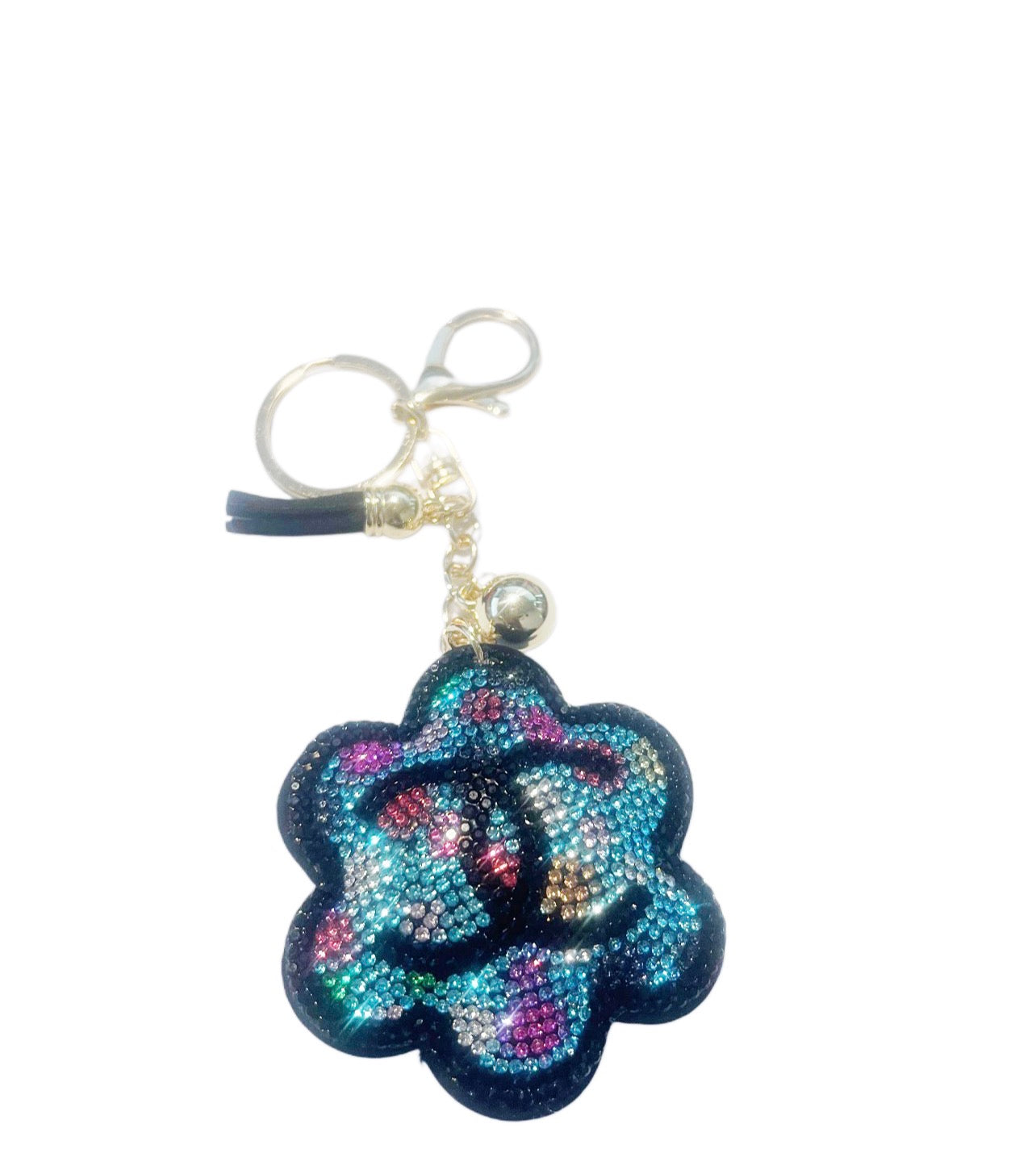 Chanel inspired Blue Bling Keychain