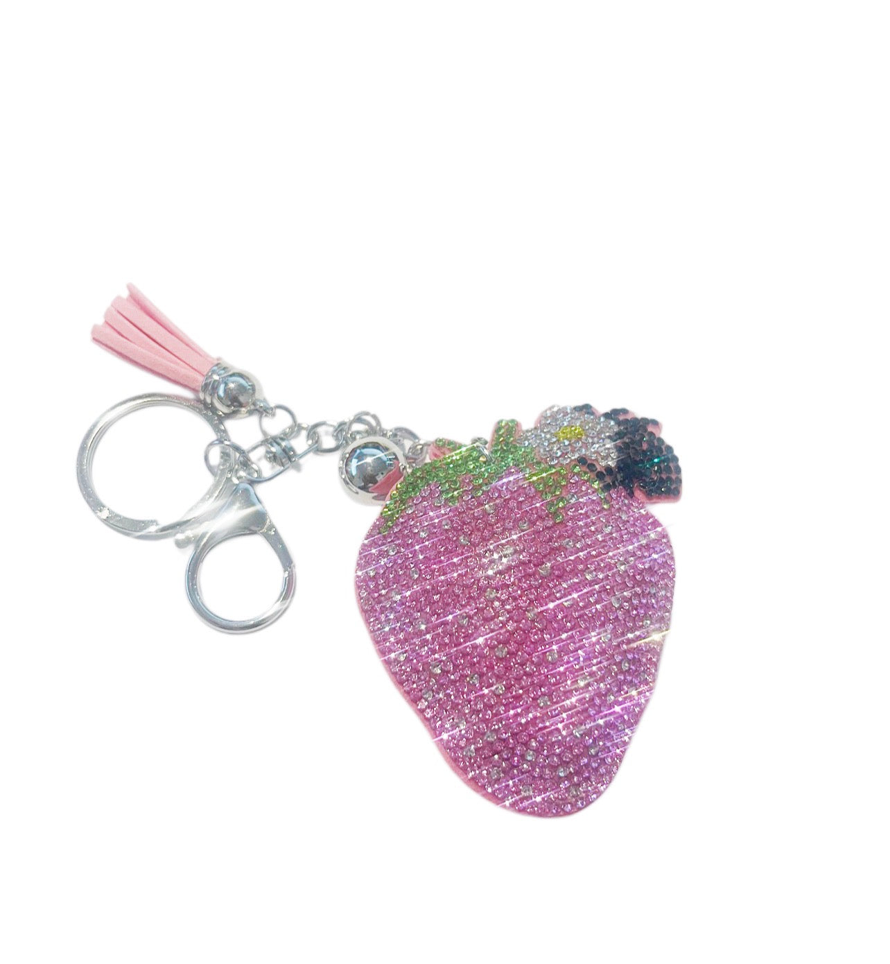 Pink Bling Strawberry Keychain