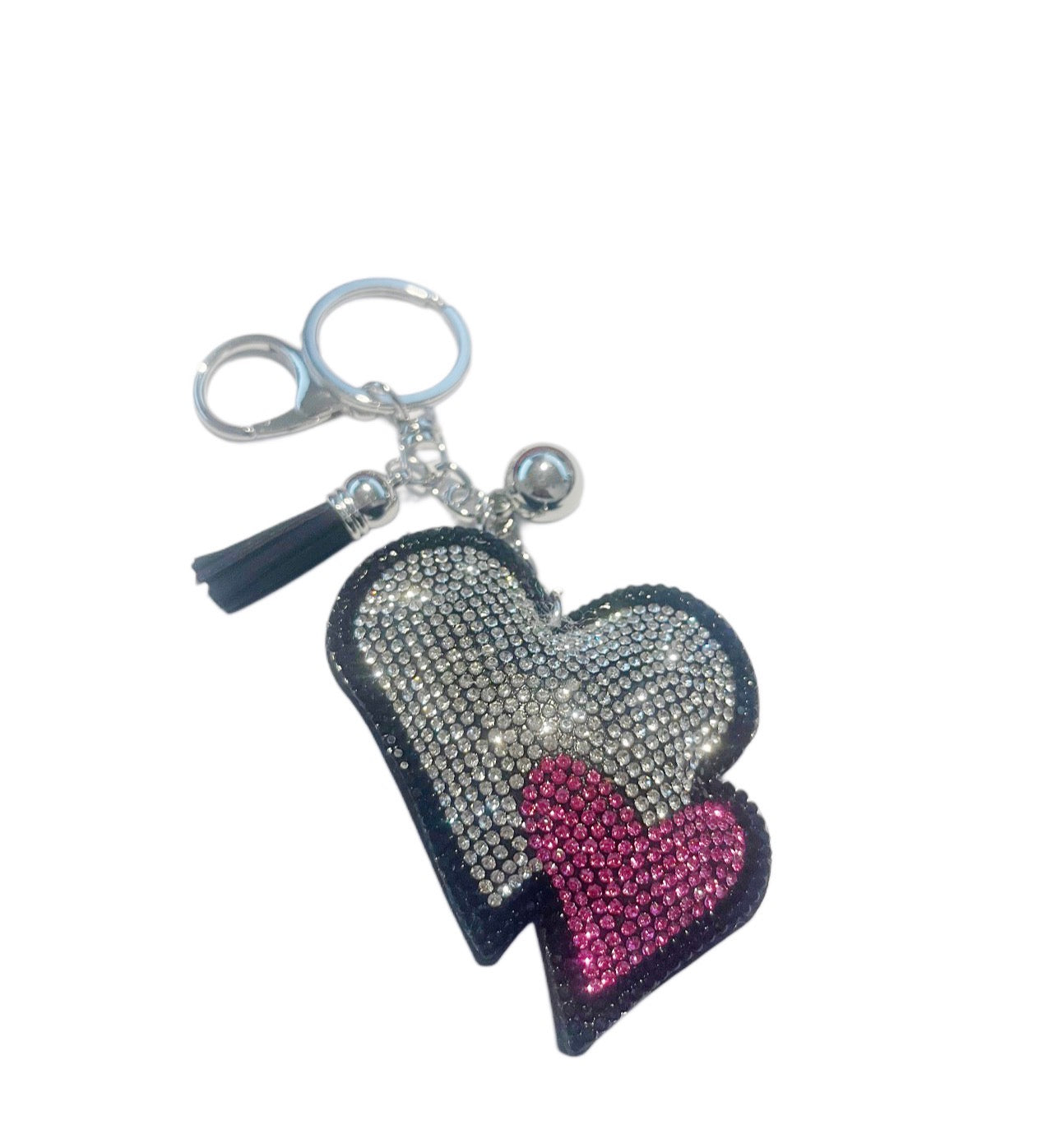White and Pink Bling Keychain