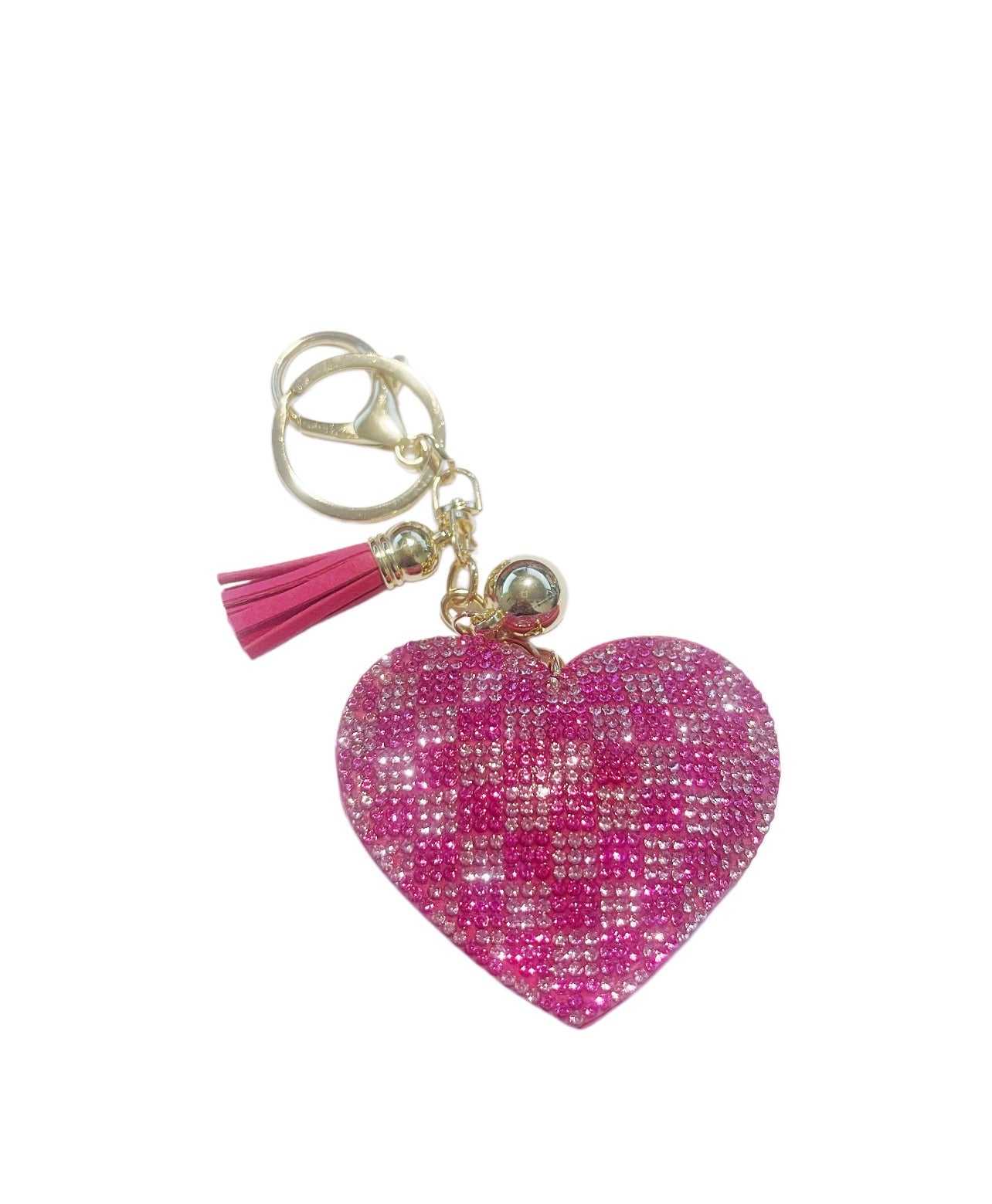 Pink Checkered Boing Heart Keychain