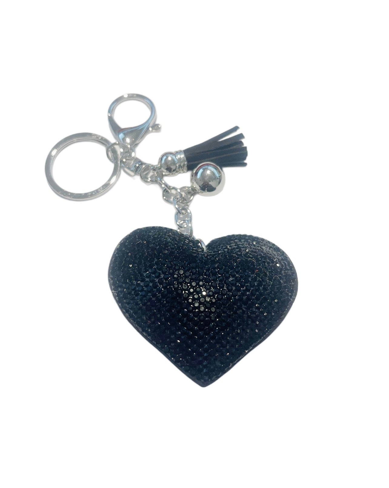 Black Bling Rhinestone Heart Keychain