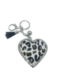 White Leopard Print Keychain