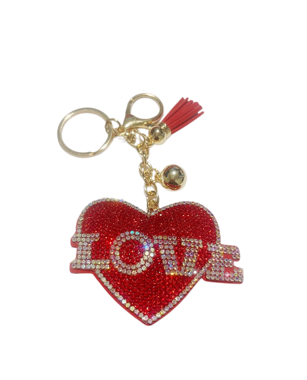 Red Love Heart Bling Keychain