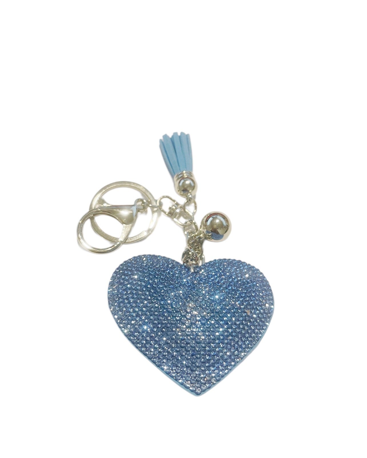 Light Blue Bling Heart Keychain
