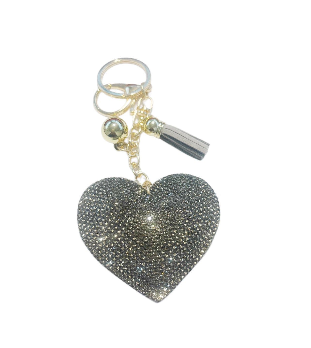 Gray Bling Heart Keychain