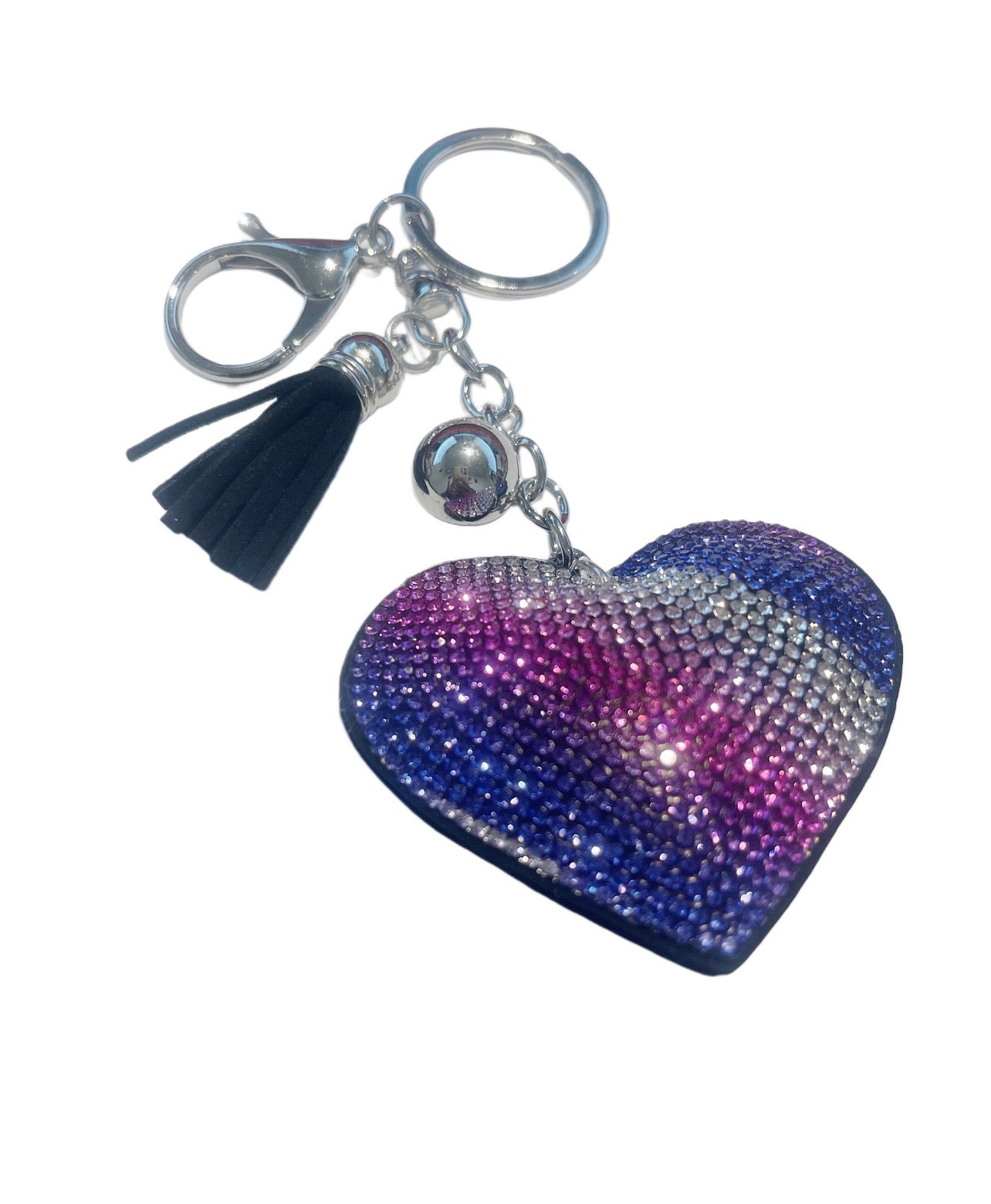 Purple Bling Rhinestone Heart Keychain