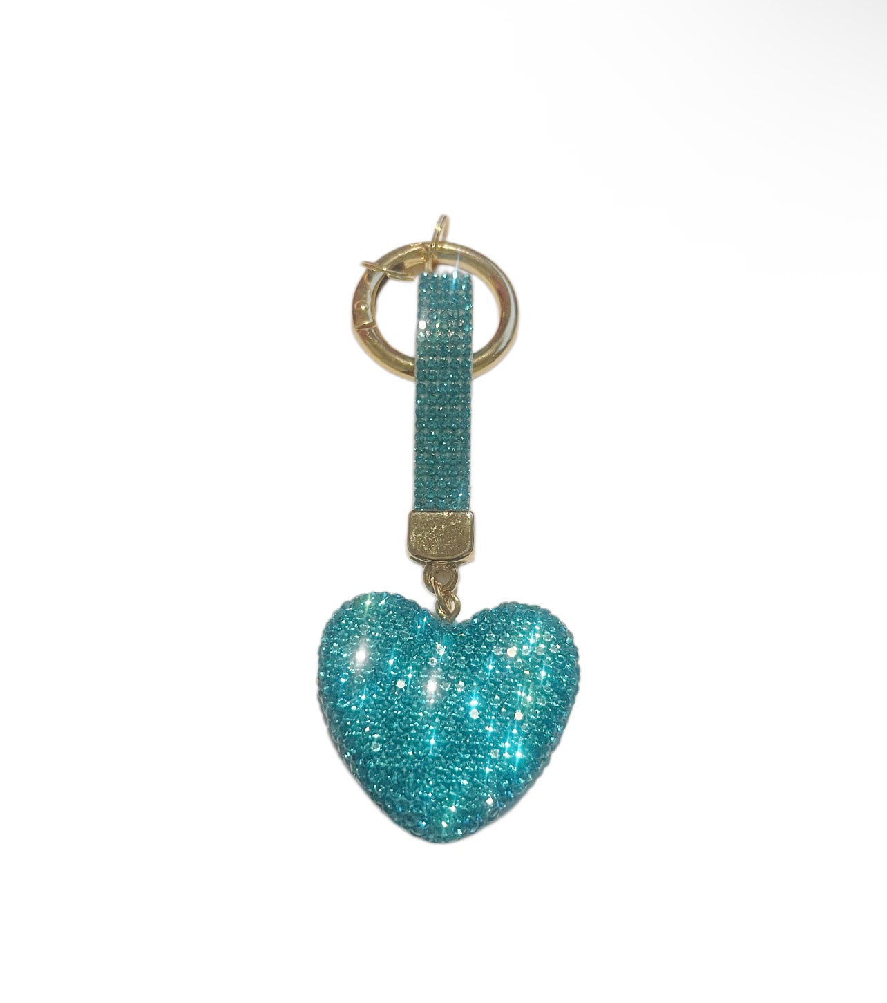 Light Blue Bling Heart Keychain