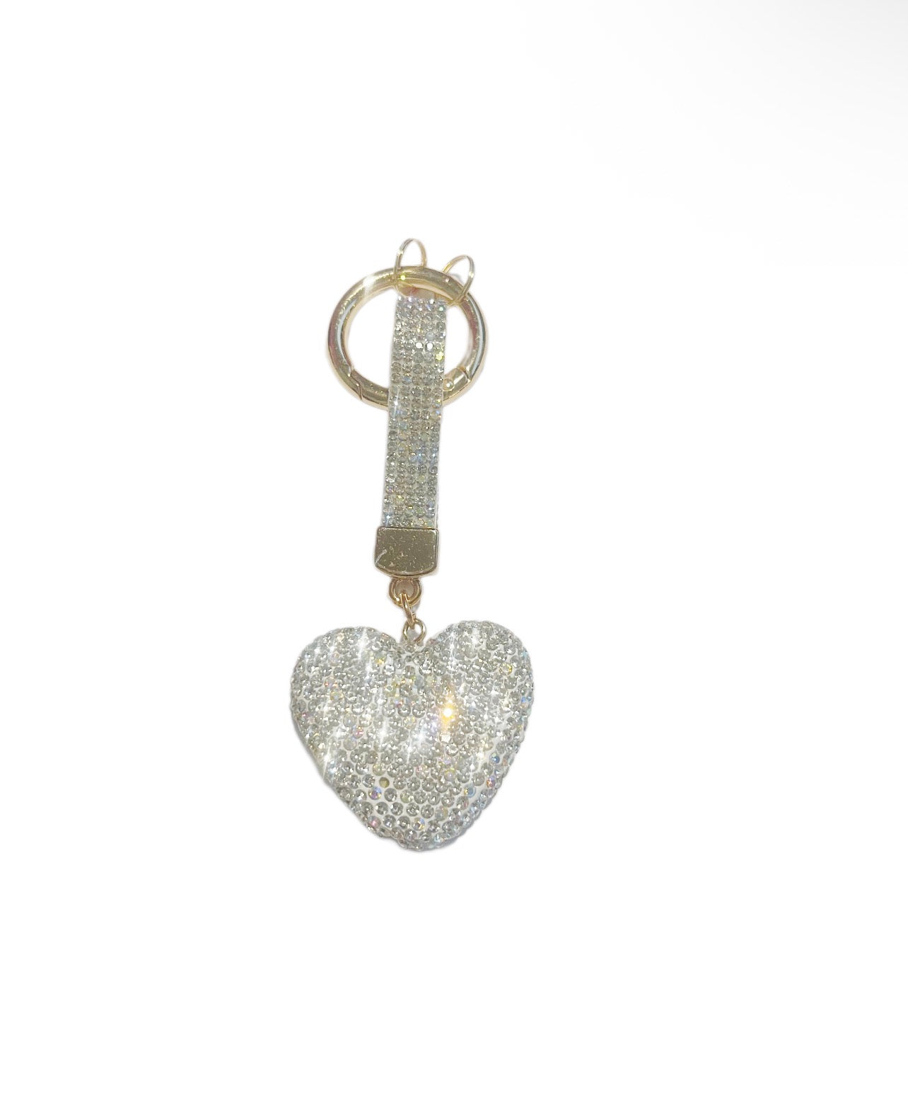White Bling Heart Keychain