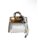Brown Snakeskin Clear Handbag Keychain with Scarf