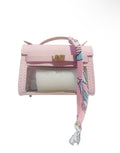 Pink Clear Handbag Keychain with Scarf