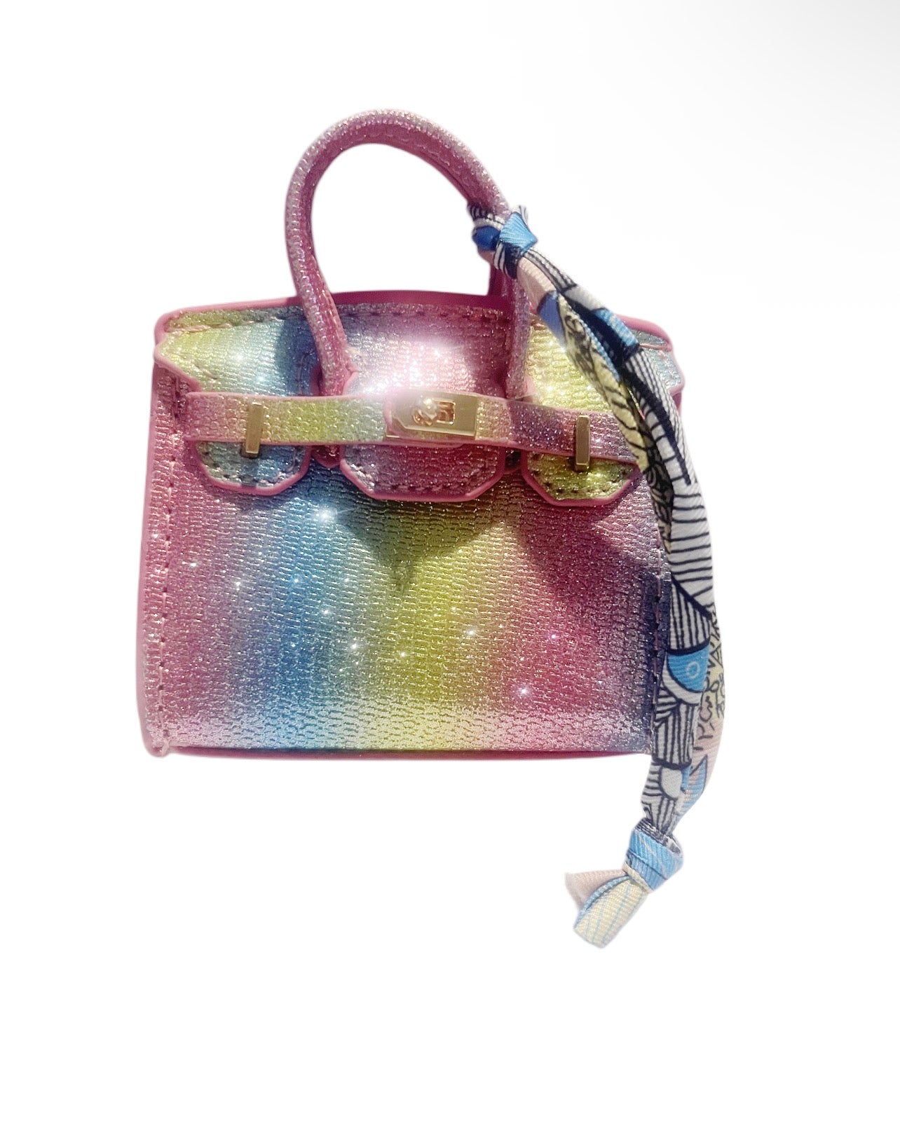 Tri-Color Handbag Keychain with Scarf