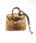 Brown Snakeskin Handbag Keychain with Scarf