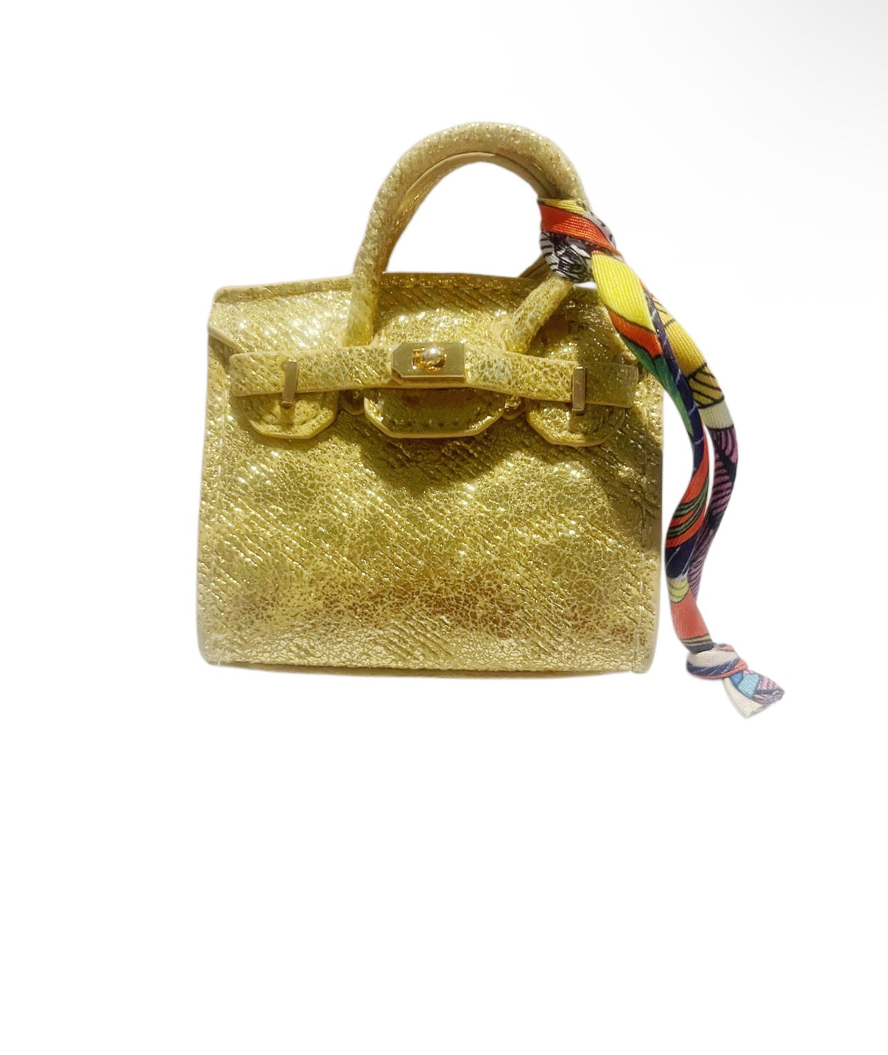 Gold Handbag Keychain with Scarf