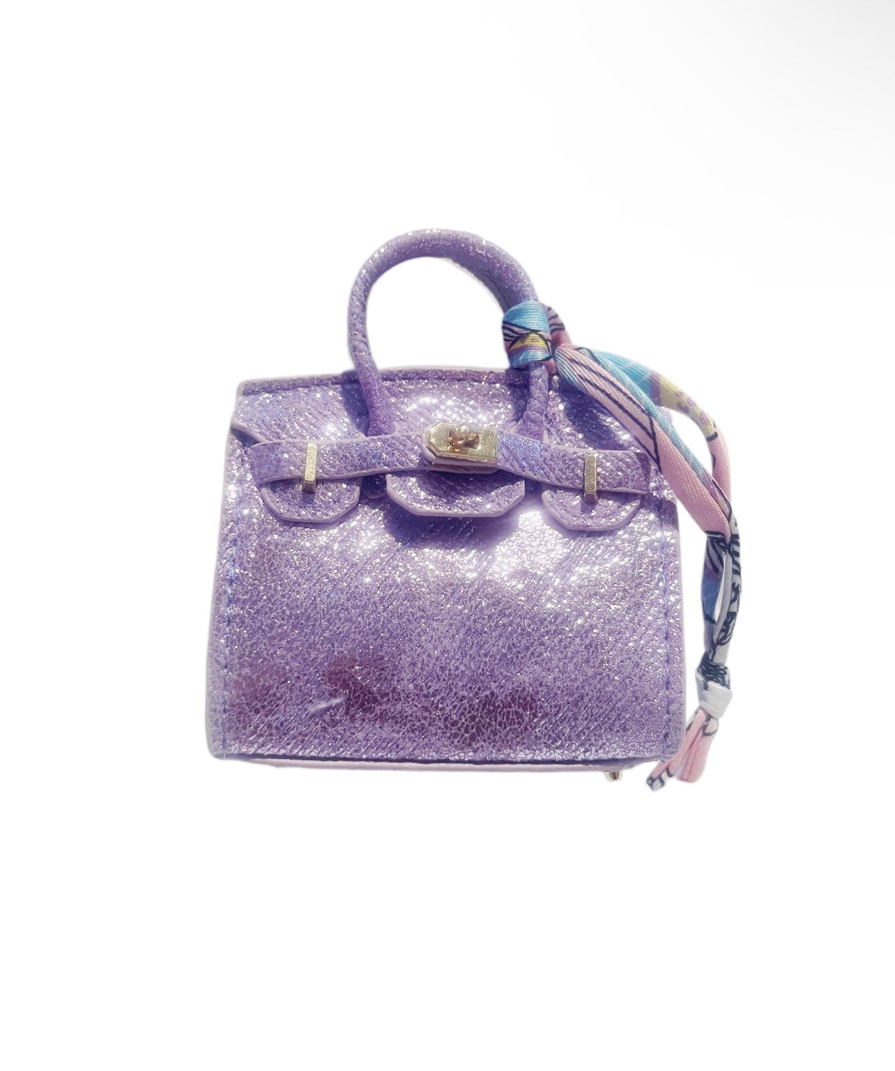 Purple Handbag Keychain with Scarf