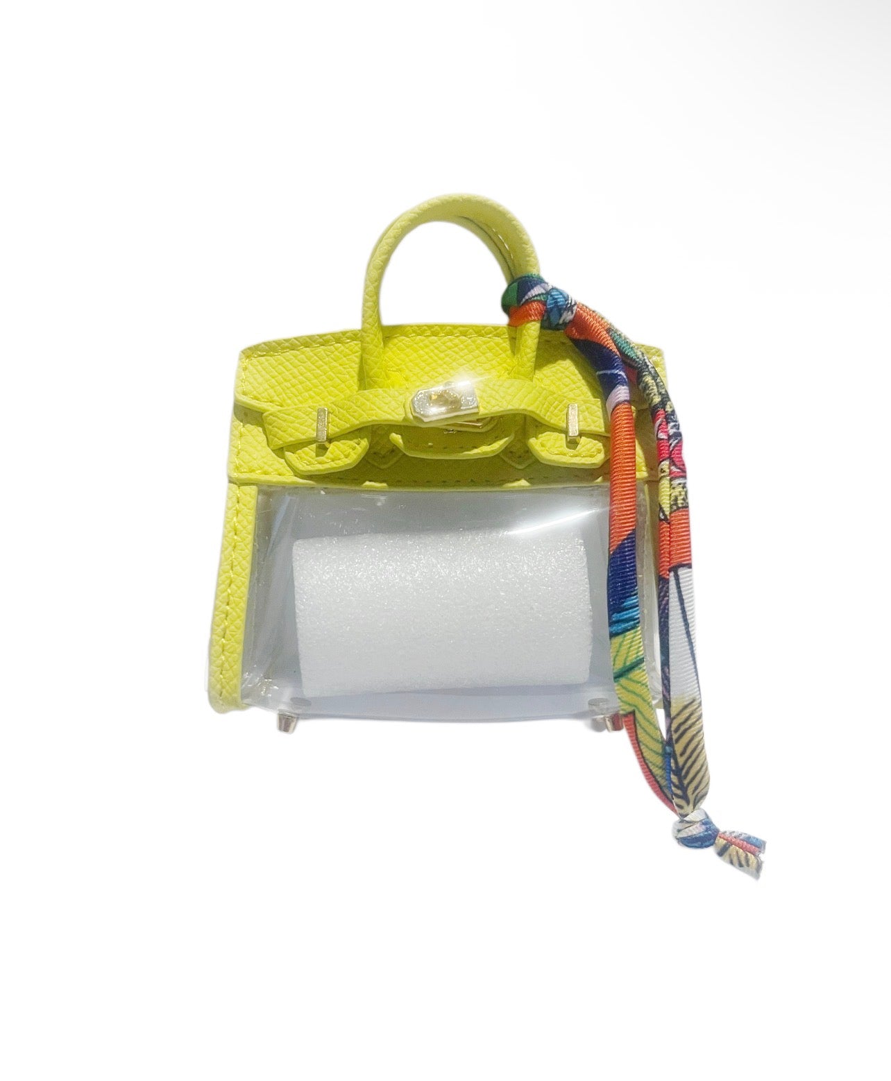 Yellow Clear Handbag Keychain with Scarf