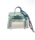 Light Blue Clear Large Keychain Handbag with Scarf