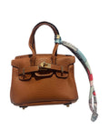 Caramel Faux Handbag Keychain with Scarf