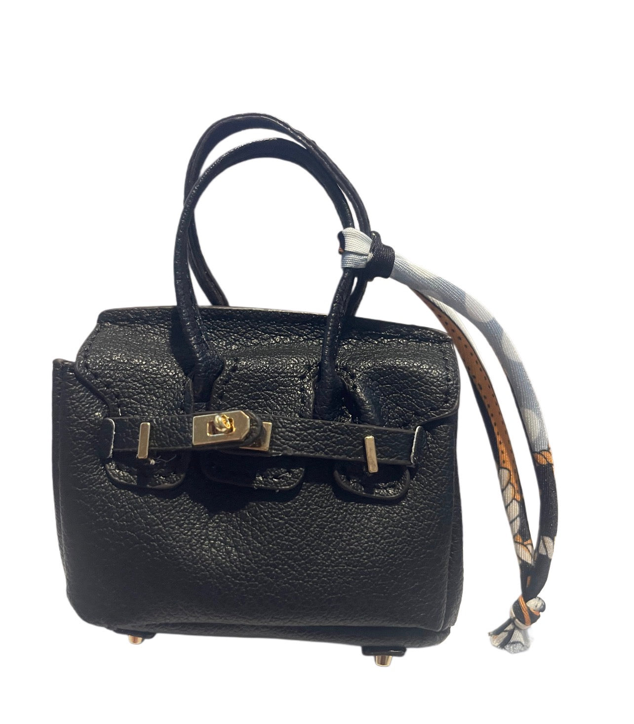 Black Faux Handbag Keychain with Scarf