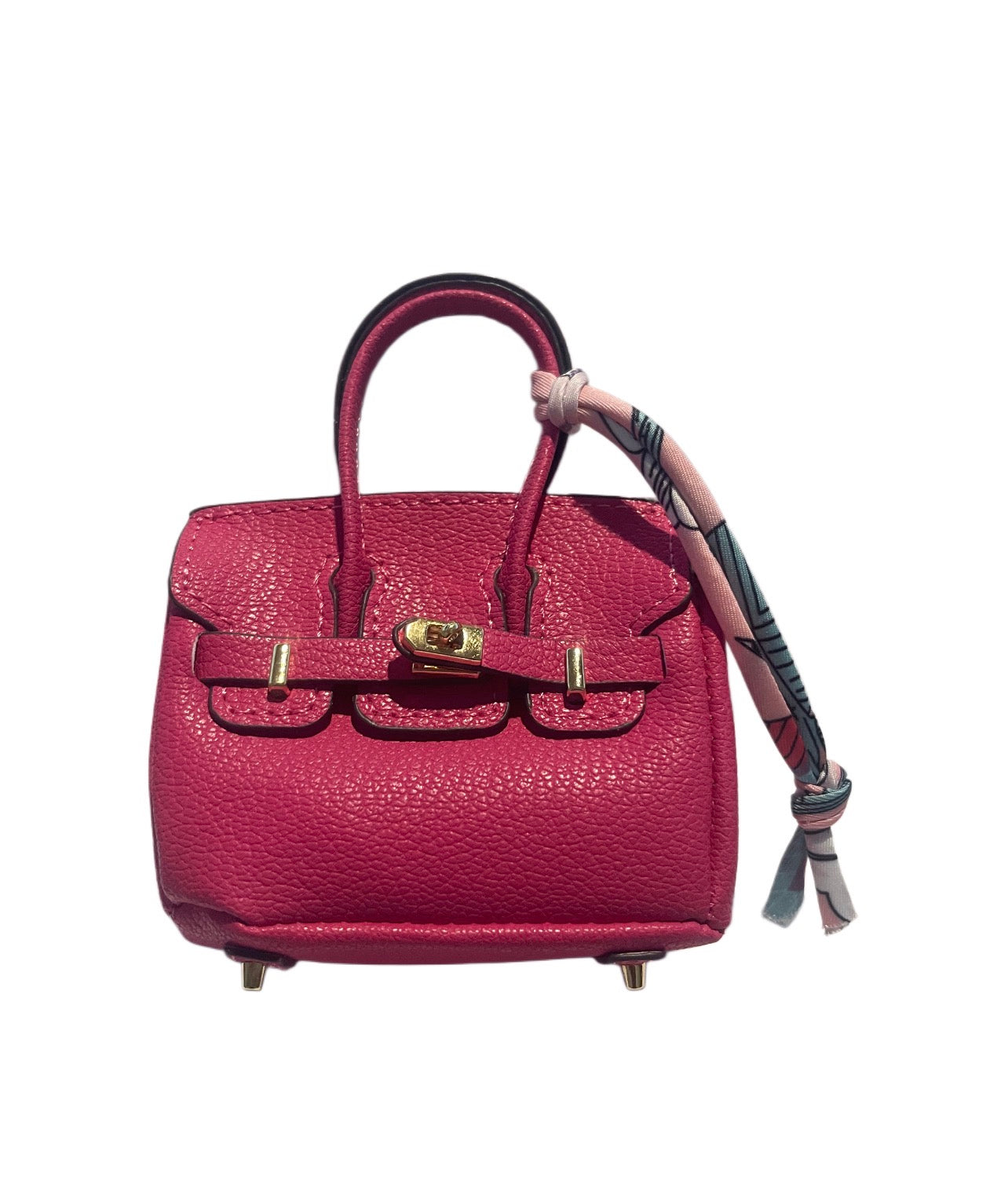 Hot Pink Faux Handbag Keychain with Scarf