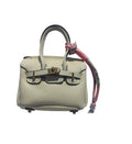 White Faux Handbag Keychain with Scarf