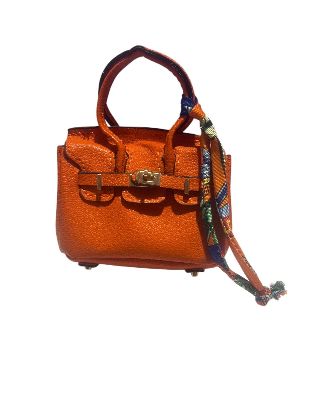 Orange Faux Handbag Keychain with Scarf