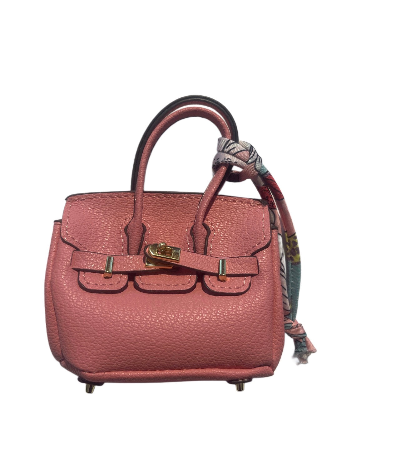 Pink Faux Handbag Keychain with Scarf