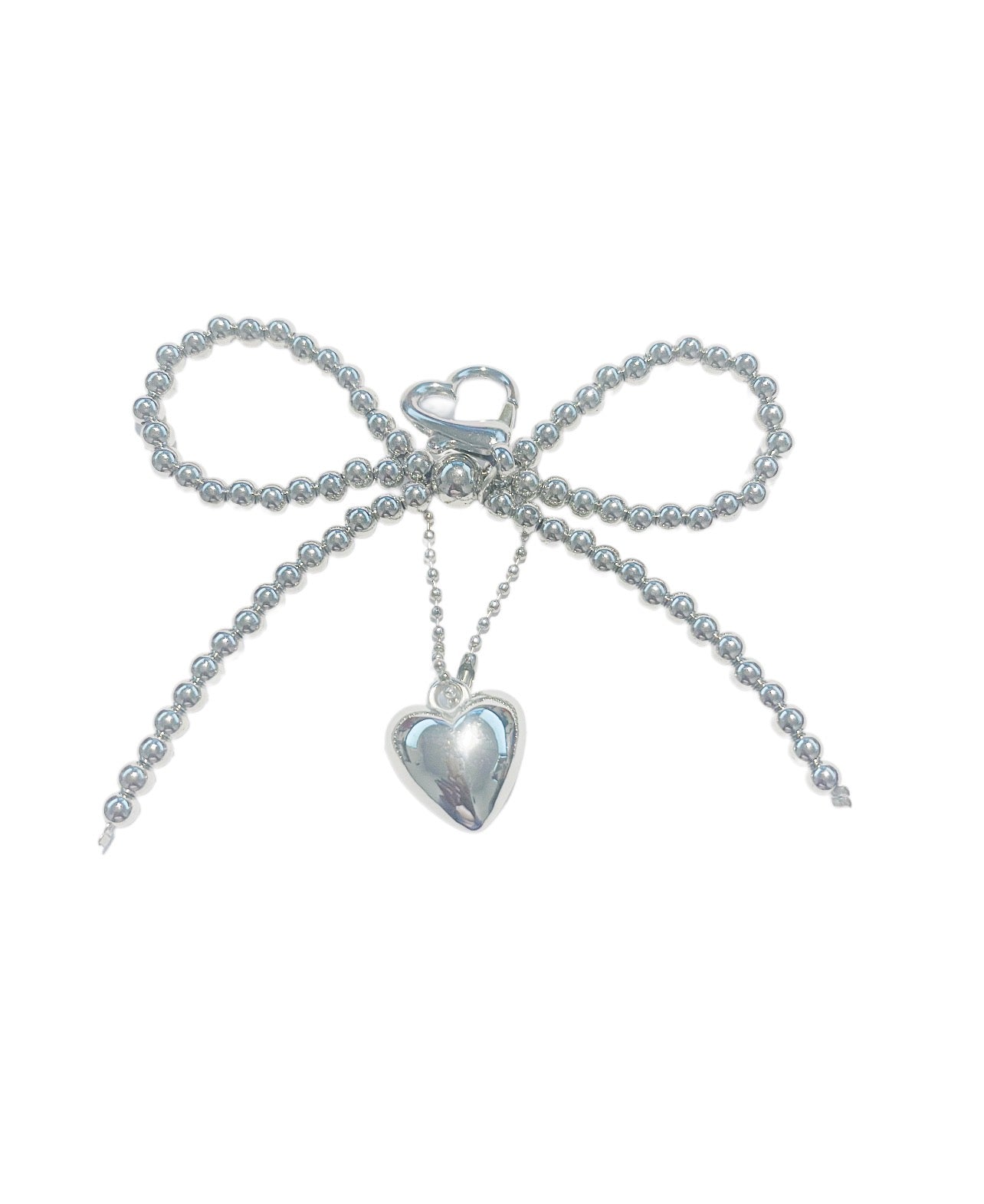 Pearl and Silver Heart Keychain