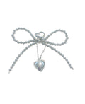 Silver Bow Heart Keychain