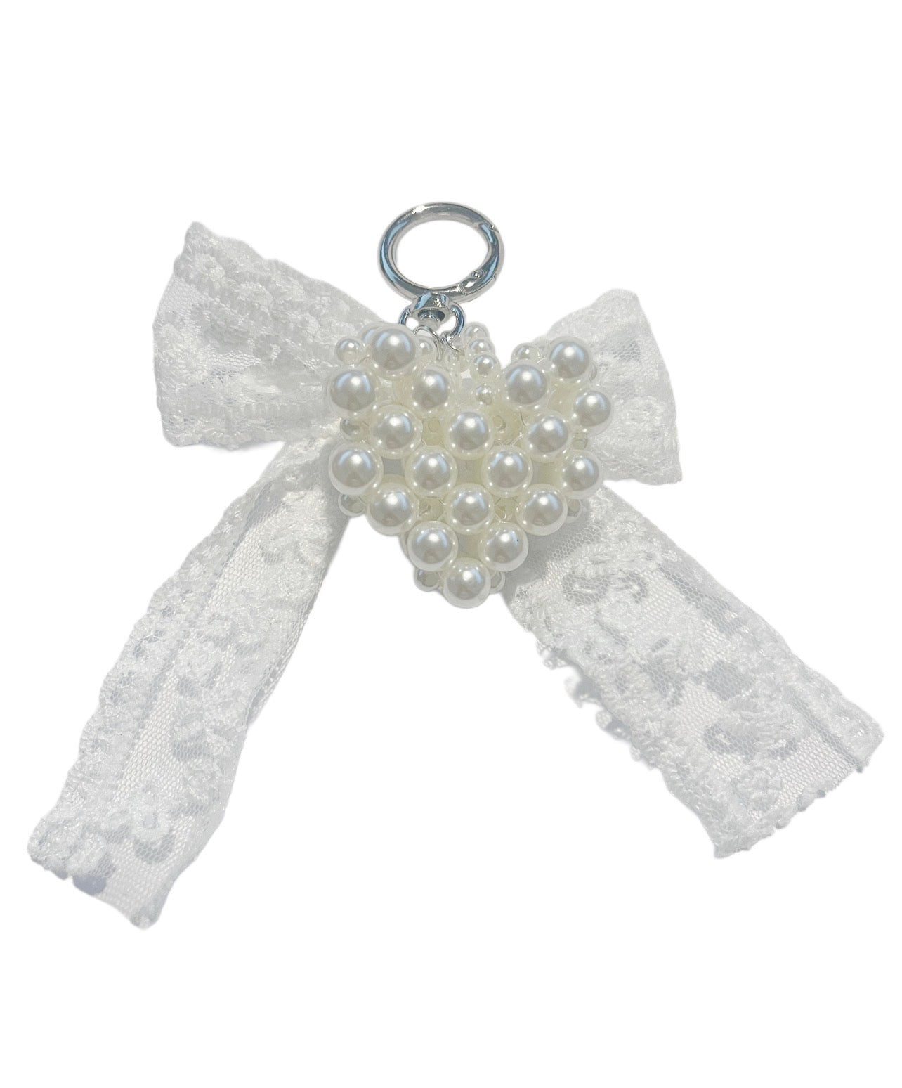 Lace Pearl Heart Keychain