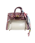 Pink Snakeskin clear Handbag Keychain with Scarf