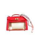 Red Large clear Handbag Keychain with Scarf